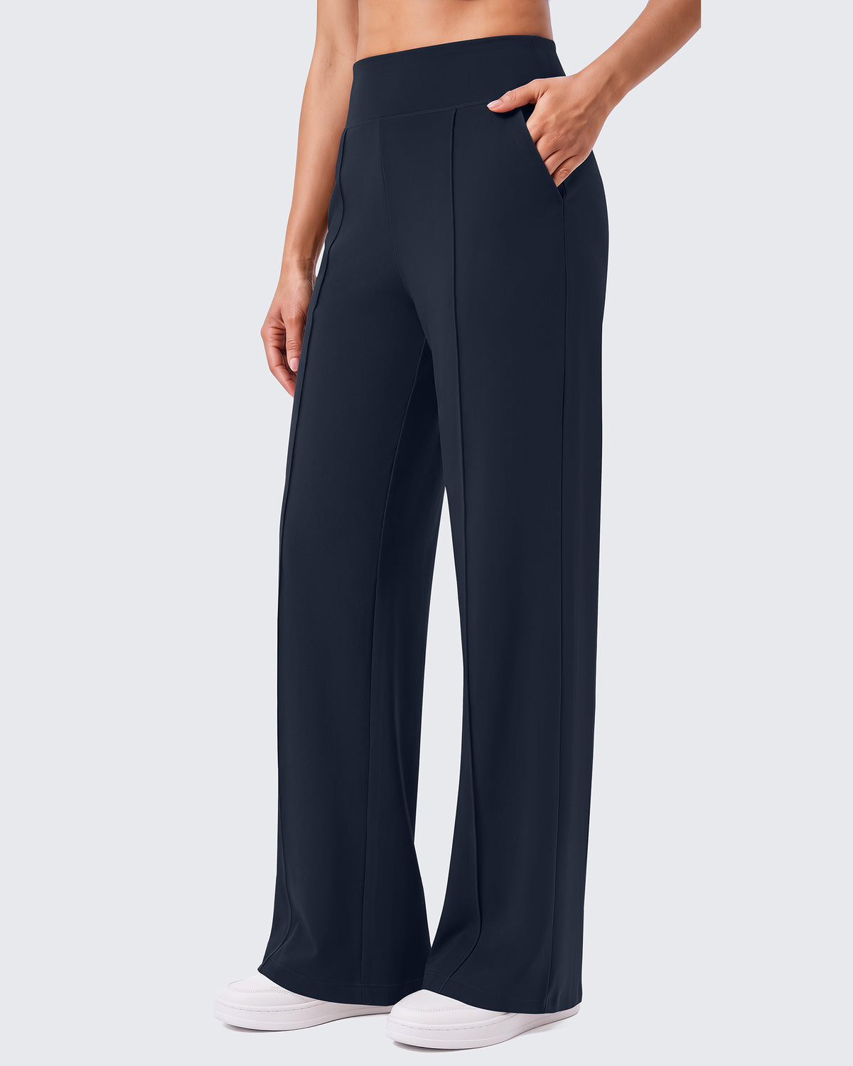 G4Free - G4Free EverGoing Wide Leg Yoga Pants High Waist Front Seam with Pockets -GF26J1005A001A-S
