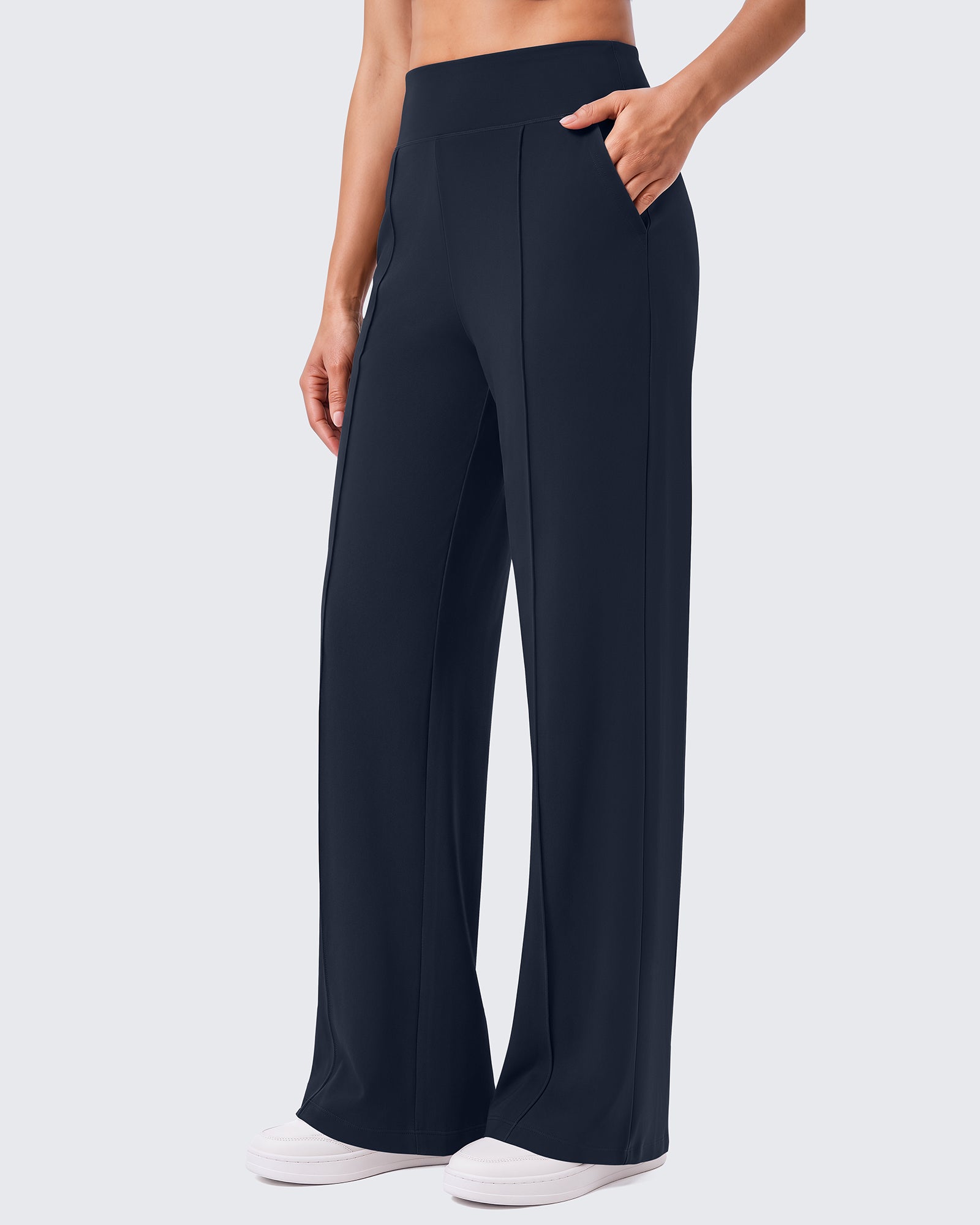 G4Free - G4Free EverGoing Wide Leg Yoga Pants High Waist Front Seam with Pockets -GF26J1005A001A-S