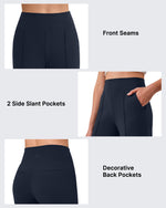 G4Free - G4Free EverGoing Wide Leg Yoga Pants High Waist Front Seam with Pockets -GF26J1005A001A-S