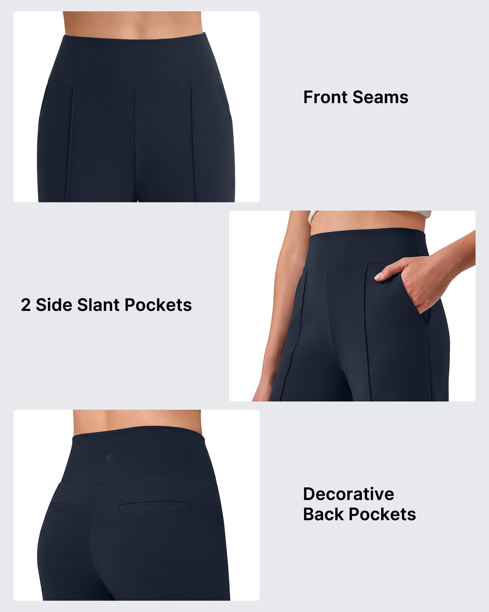 G4Free - G4Free EverGoing Wide Leg Yoga Pants High Waist Front Seam with Pockets -GF26J1005A001A-S