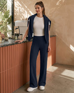 G4Free - G4Free EverGoing Wide Leg Yoga Pants High Waist Front Seam with Pockets -GF26J1005A001A-S