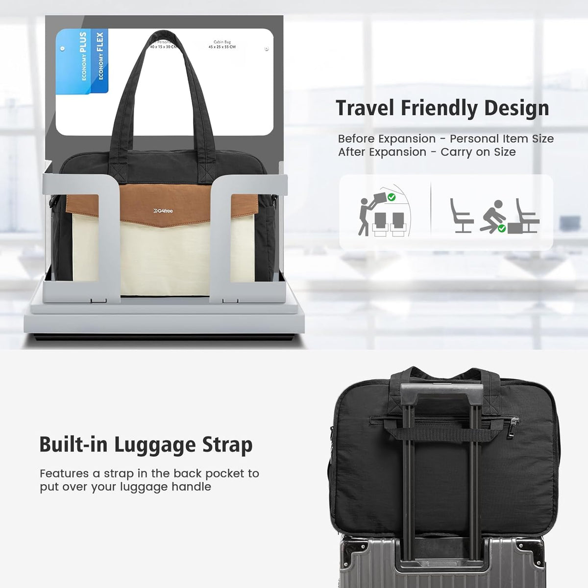 G4Free - G4Free Expandable Duffle Bag, Carry On Bag TSA Airline Approved -TN25B539A