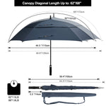 G4Free - G4Free Extra Large Golf Umbrella 62/68 inch Vented Square Umbrella -D02V717A
