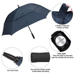 G4Free - G4Free Extra Large Golf Umbrella 62/68 inch Vented Square Umbrella -D02V717A