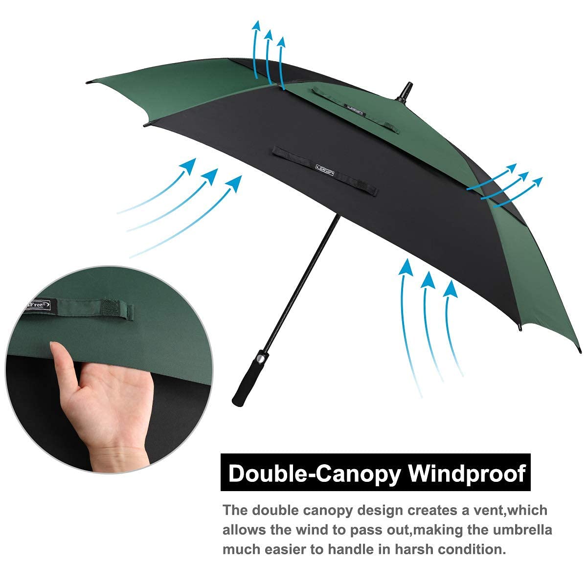 G4Free - G4Free Extra Large Golf Umbrella 62/68 inch Vented Square Umbrella -D02V717A