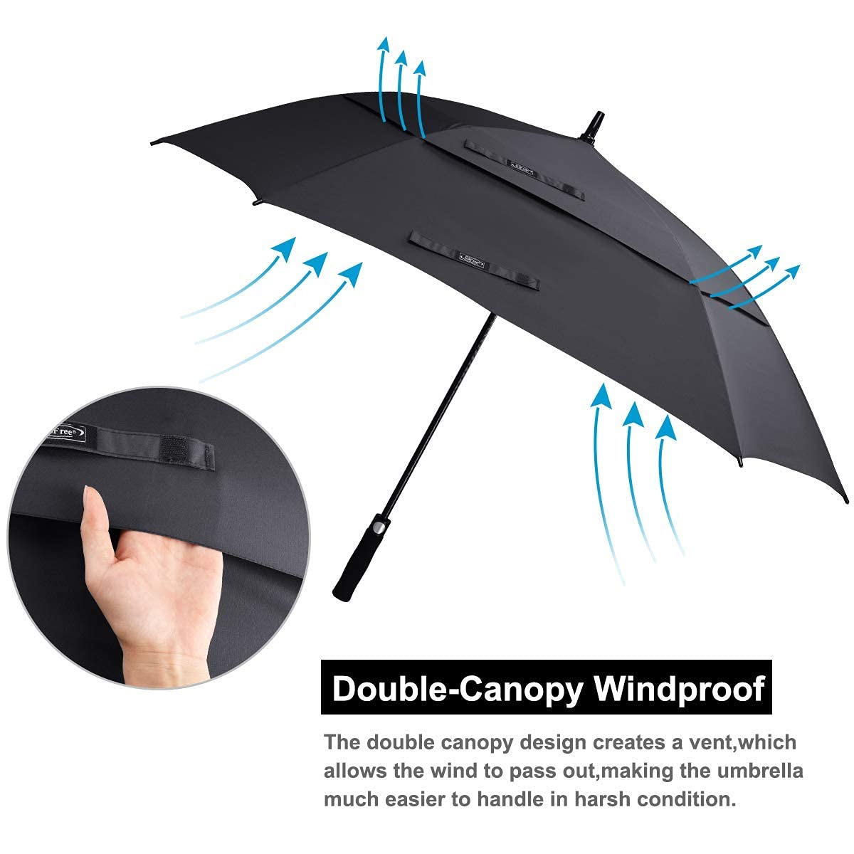 G4Free - G4Free Extra Large Golf Umbrella 62/68 inch Vented Square Umbrella -D02V717A