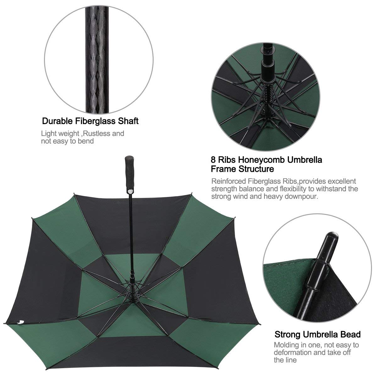 G4Free - G4Free Extra Large Golf Umbrella 62/68 inch Vented Square Umbrella -D02V717A