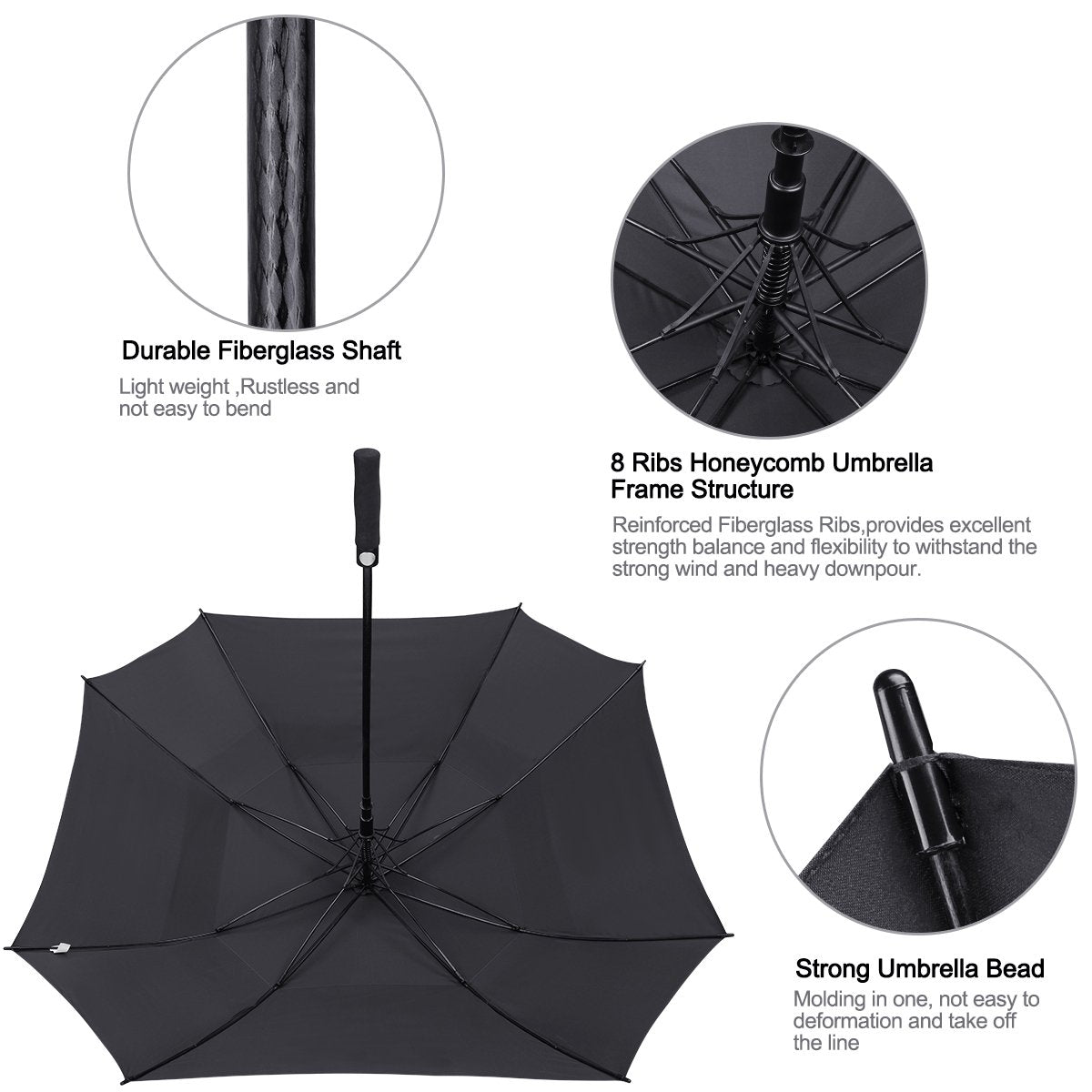 G4Free - G4Free Extra Large Golf Umbrella 62/68 inch Vented Square Umbrella -D02V717A