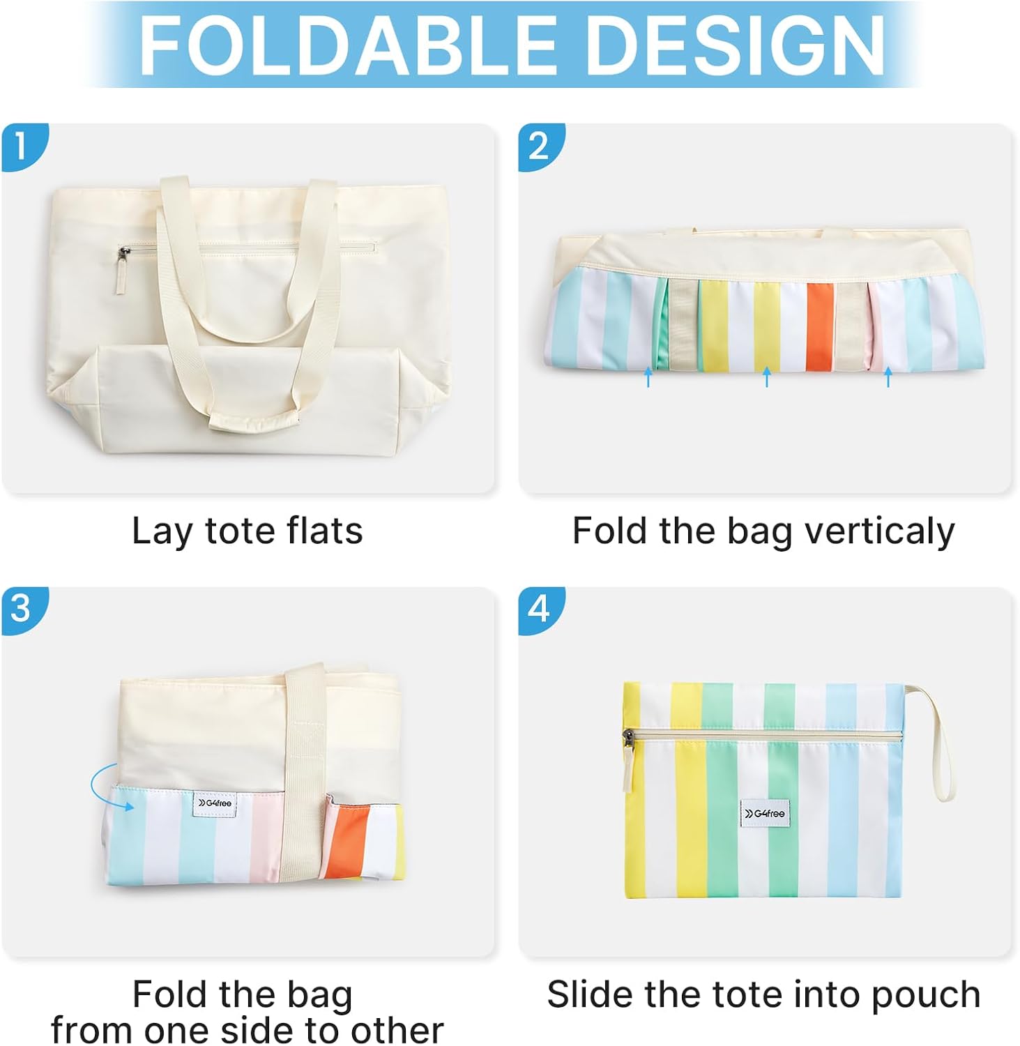 G4Free - G4Free Foldable Waterproof Beach Tote Pool Bag -TN24B462A