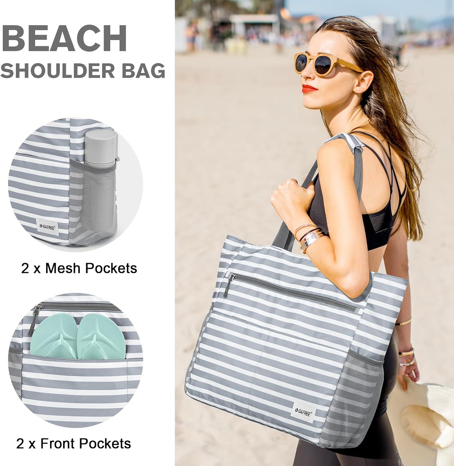 G4Free - G4Free Foldable Waterproof Sandproof Tote Beach Bag -TN23B270C