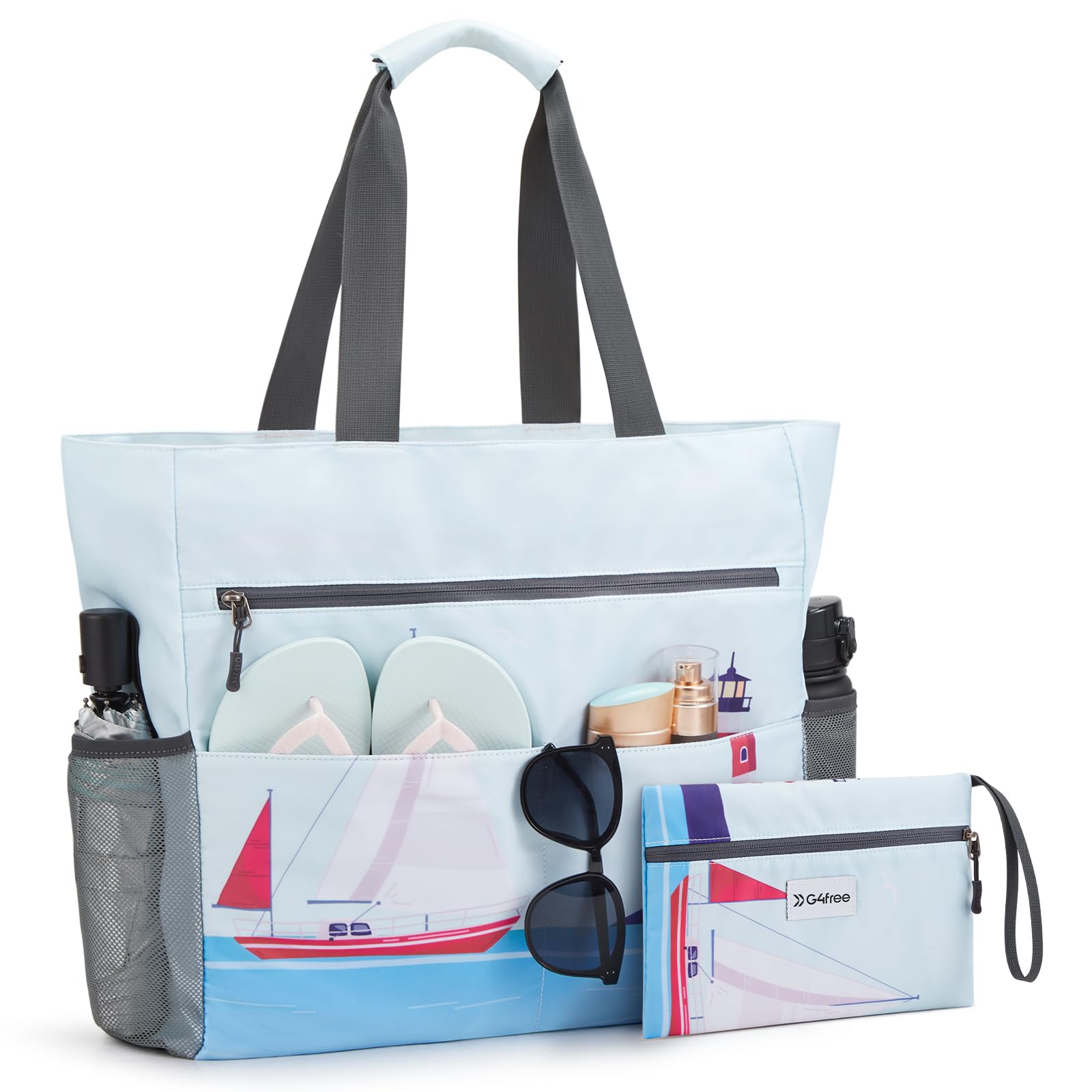G4Free - G4Free Foldable Waterproof Sandproof Tote Beach Bag -TN24B349A