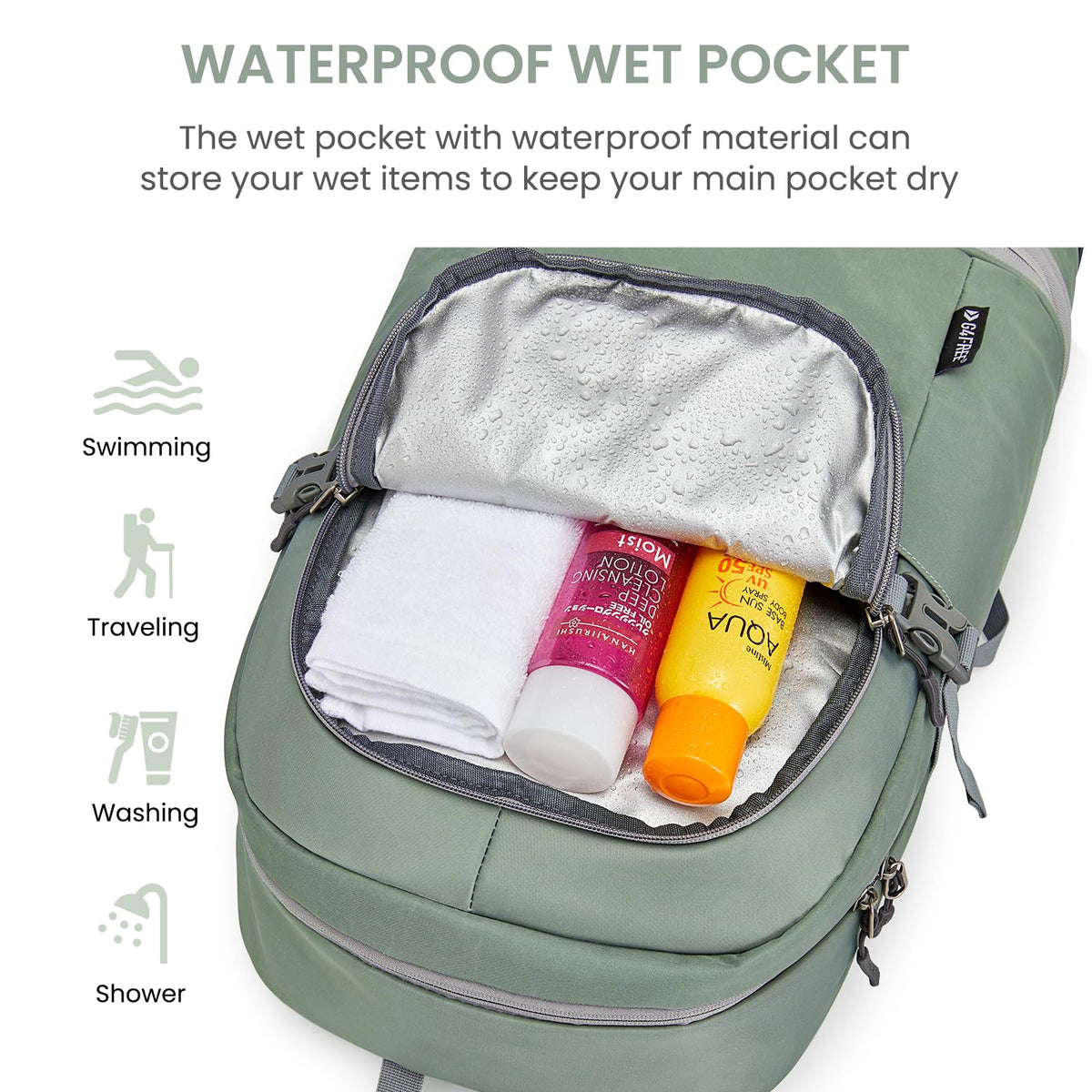 G4Free - G4Free Gym Backpack For Women with Shoes Compartment & Wet Pocket -TN23B238D
