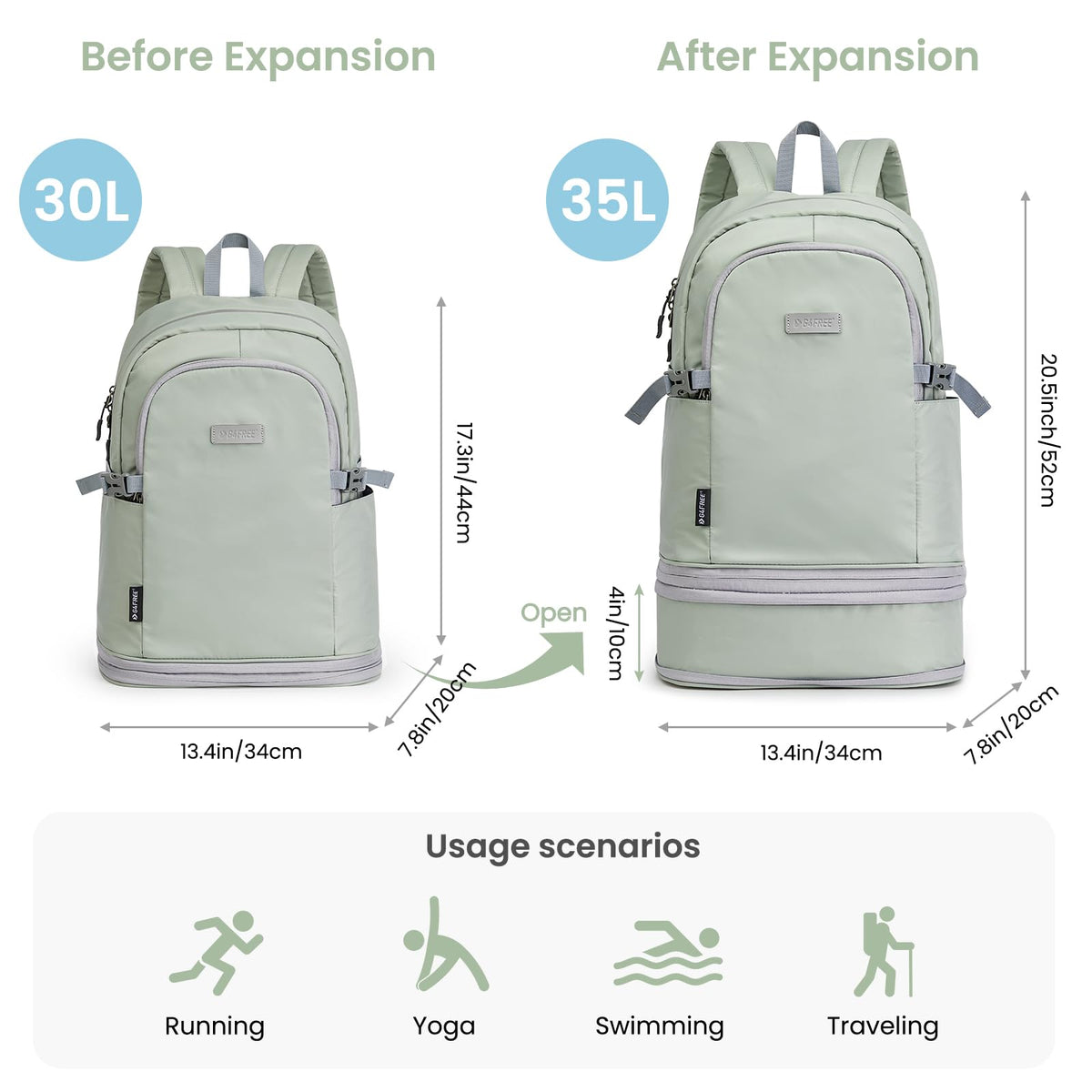G4Free - G4Free Gym Backpack For Women with Shoes Compartment & Wet Pocket -TN23B238D