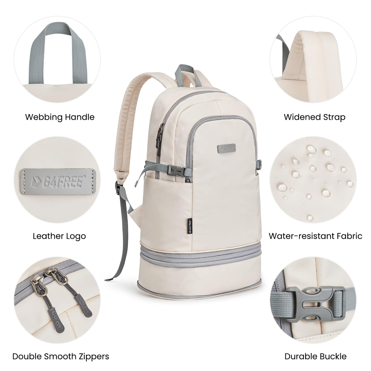 G4Free - G4Free Gym Backpack For Women with Shoes Compartment & Wet Pocket -TN23B238D
