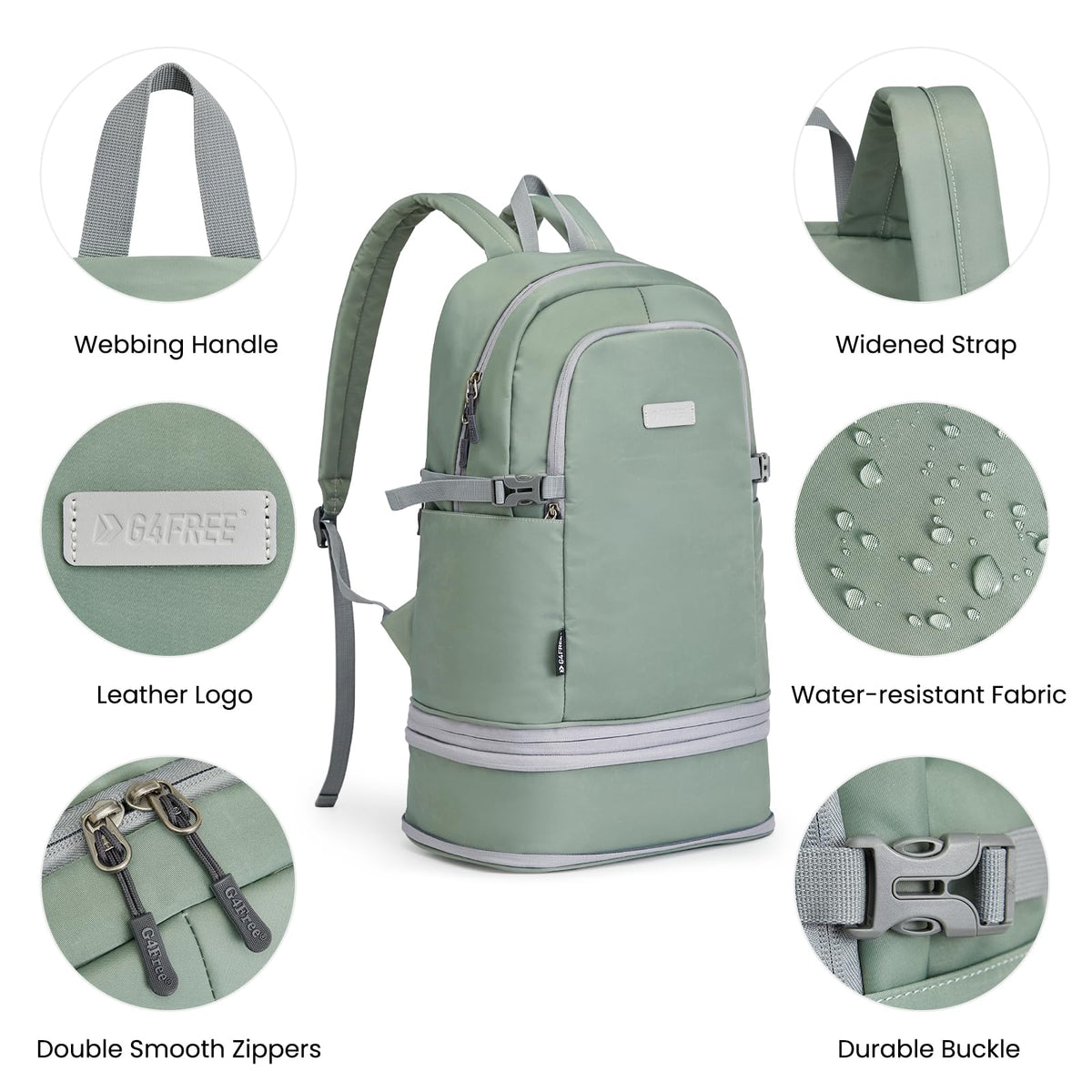 G4Free - G4Free Gym Backpack For Women with Shoes Compartment & Wet Pocket -TN23B238D