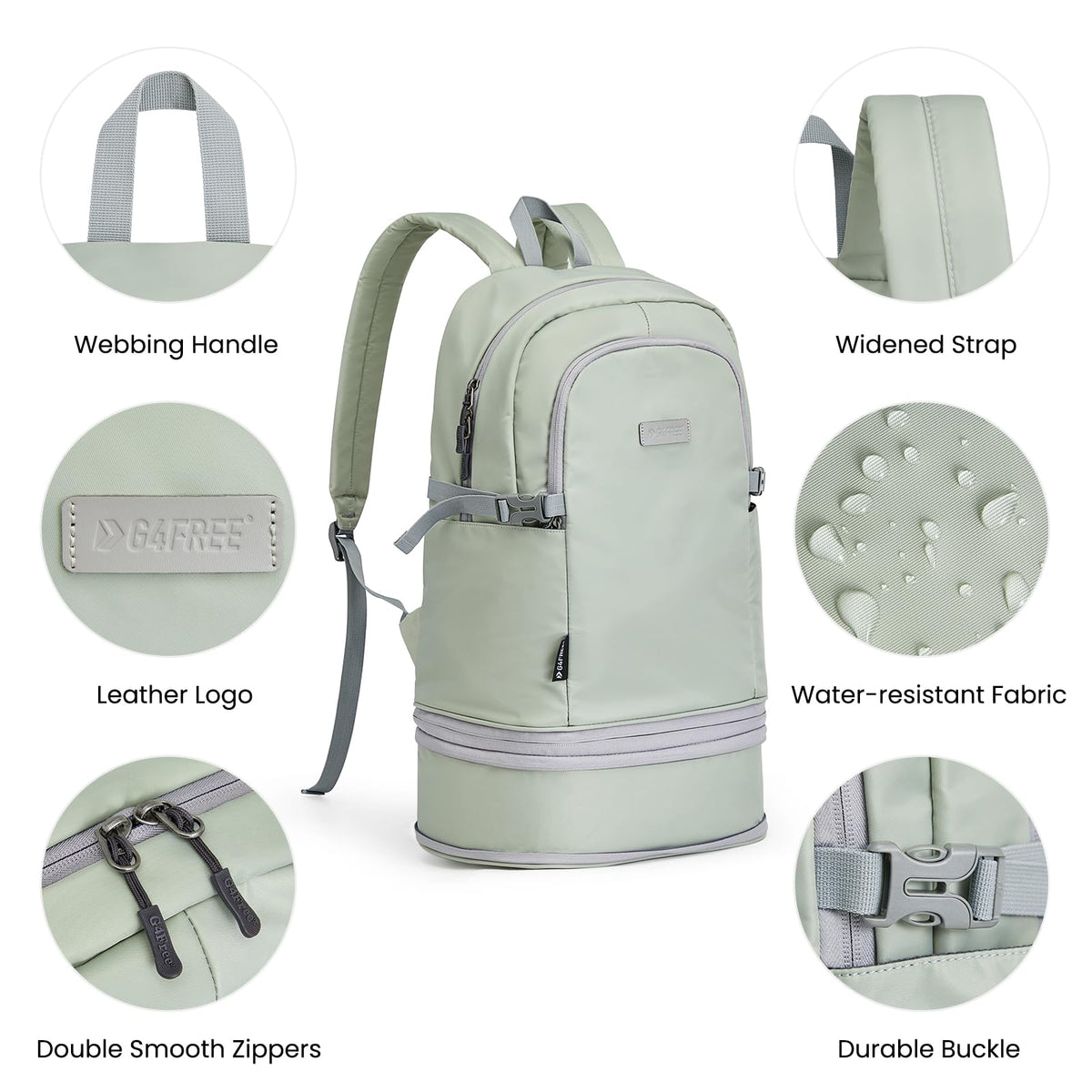 G4Free - G4Free Gym Backpack For Women with Shoes Compartment & Wet Pocket -TN23B238D