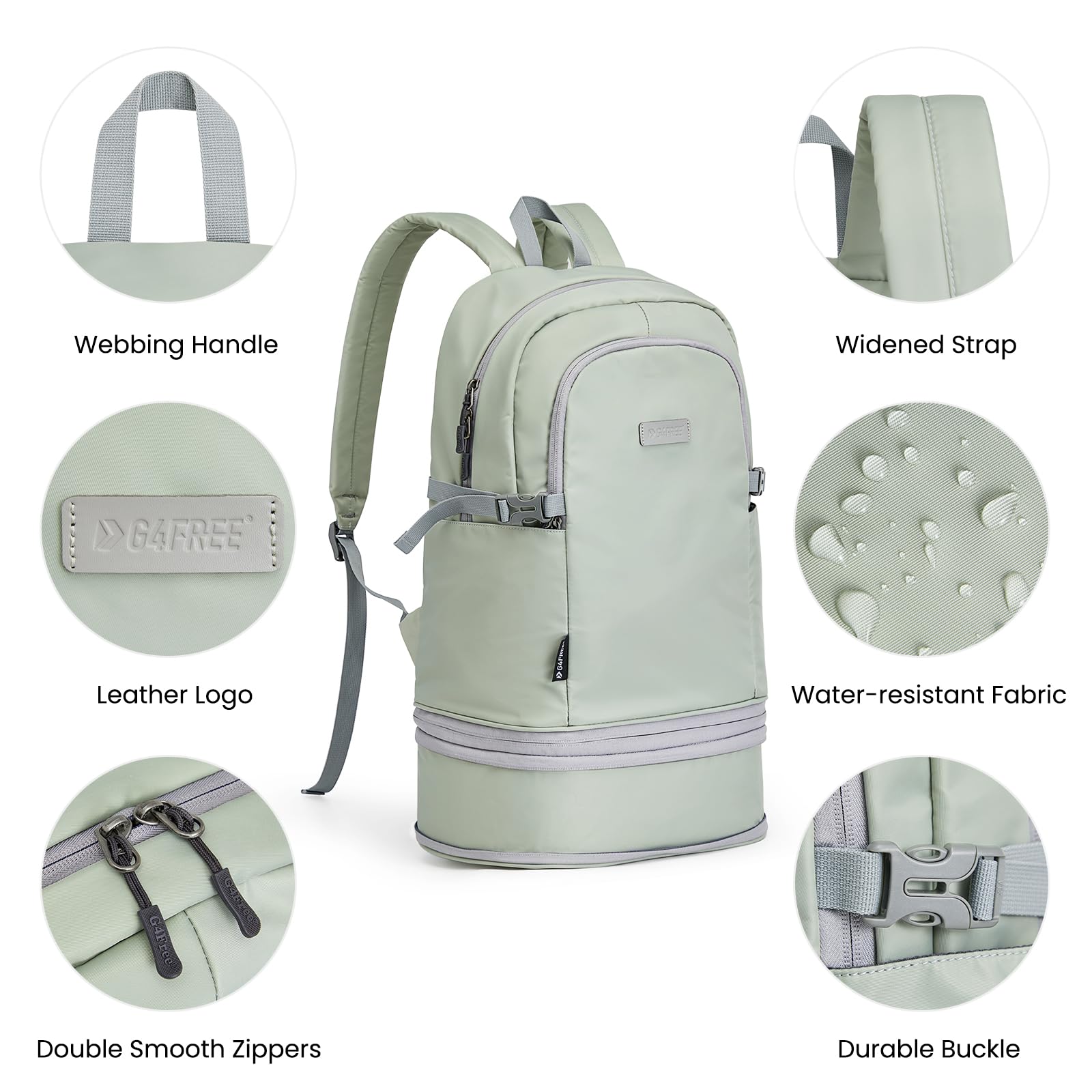 G4Free - G4Free Gym Backpack For Women with Shoes Compartment & Wet Pocket -TN23B238D
