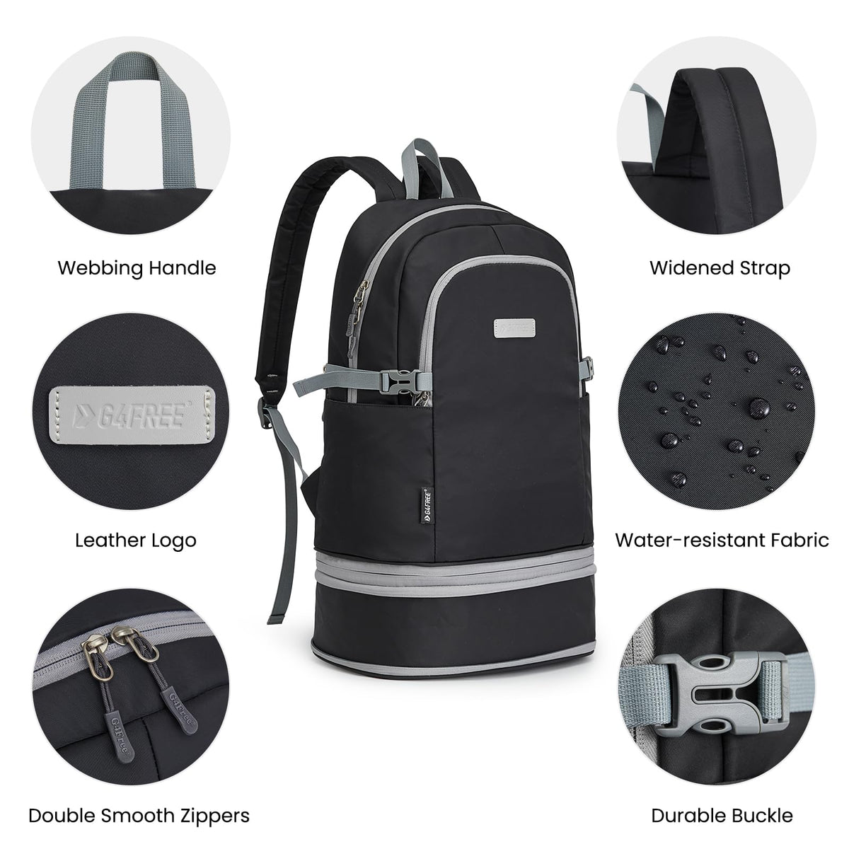 G4Free - G4Free Gym Backpack For Women with Shoes Compartment & Wet Pocket -TN23B238D