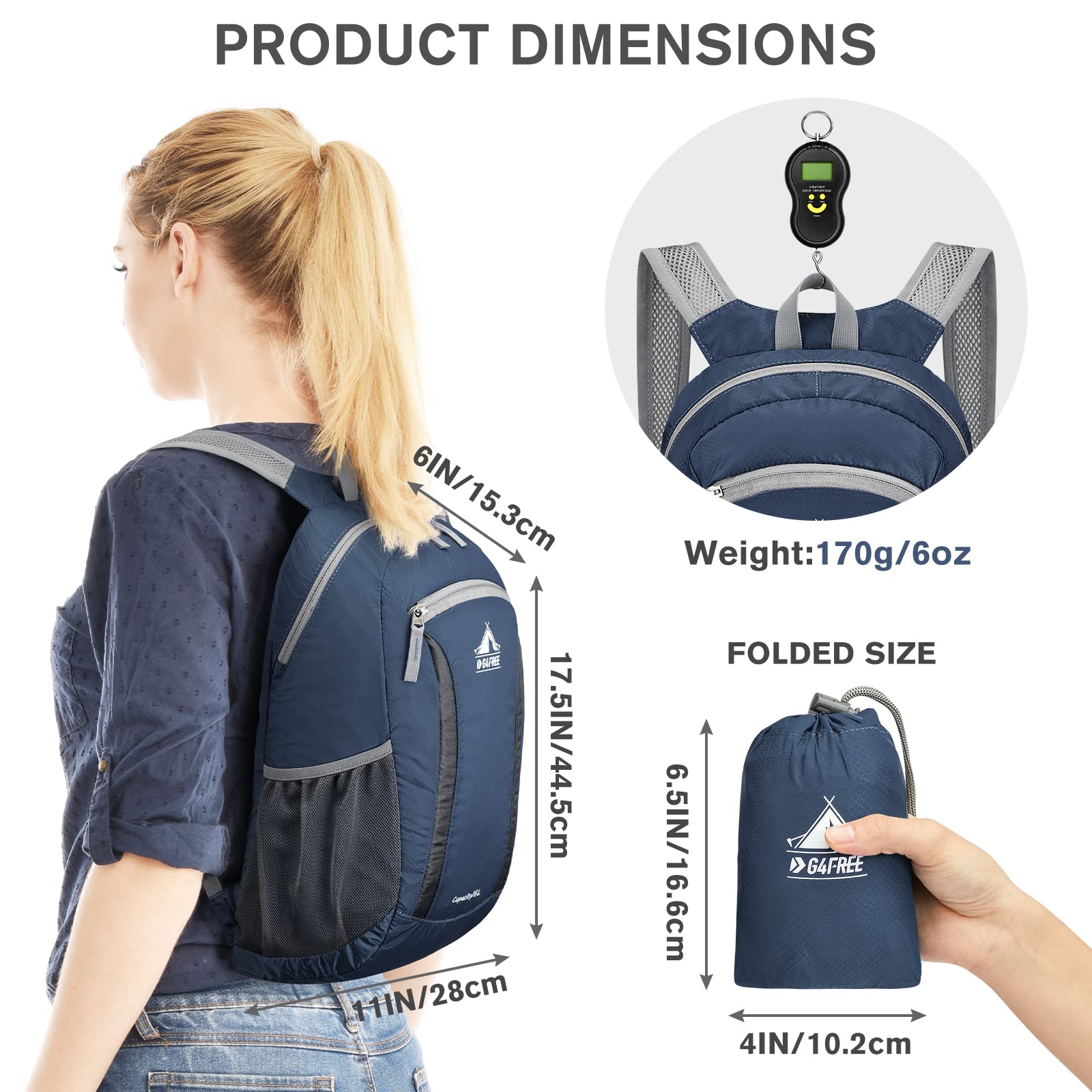G4Free - G4Free Hiking Daypack Water Resistant Lightweight Packable Backpack -TN22B133A