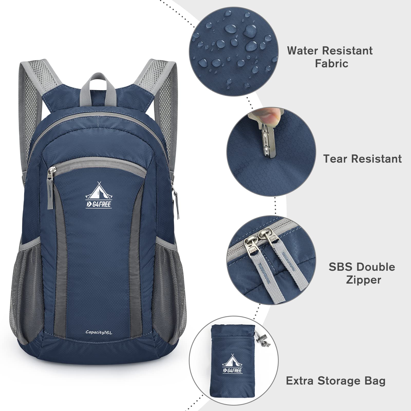 G4Free - G4Free Hiking Daypack Water Resistant Lightweight Packable Backpack -TN22B133A