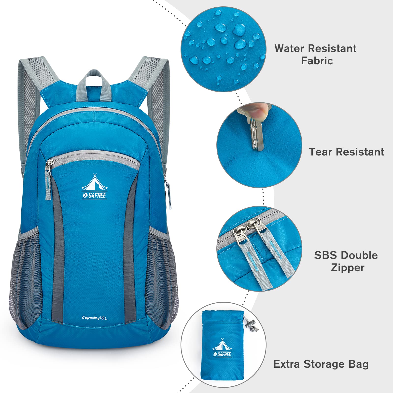 G4Free - G4Free Hiking Daypack Water Resistant Lightweight Packable Backpack -TN22B133A
