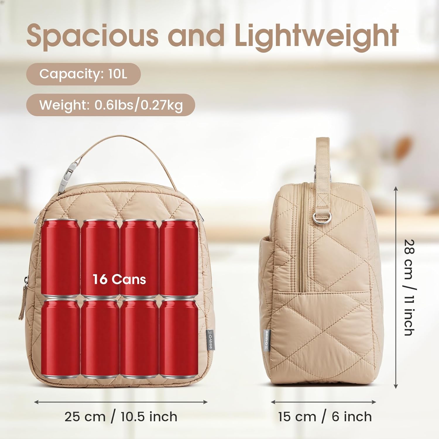 G4Free - G4Free Large Insulated Lunch Bag, Leakproof Quilted Lunch Box Women Men -TN25B590C