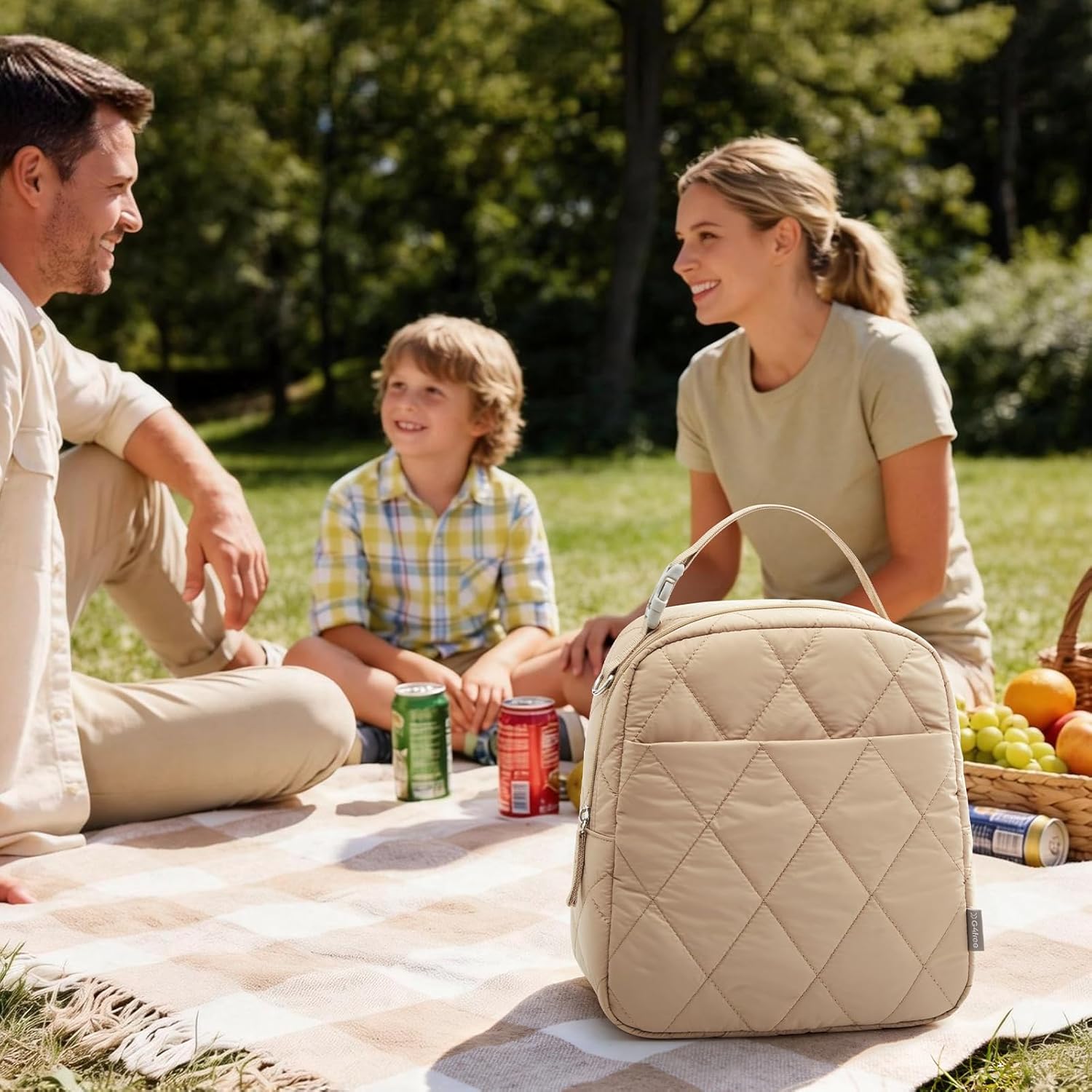 G4Free - G4Free Large Insulated Lunch Bag, Leakproof Quilted Lunch Box Women Men -TN25B590C