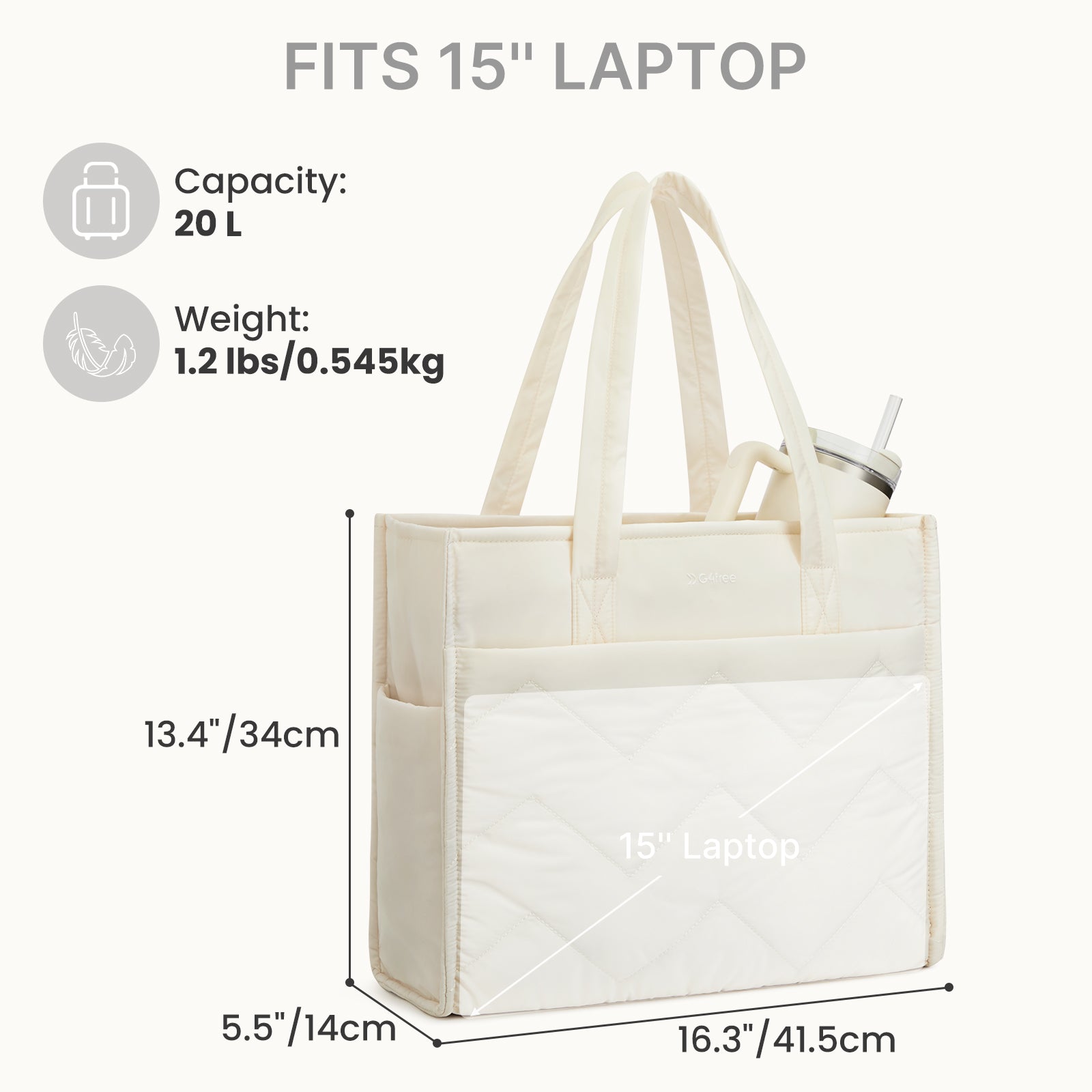 G4Free - G4Free Lightweight Quilted Tote with Laptop Compartment -TN25B591A