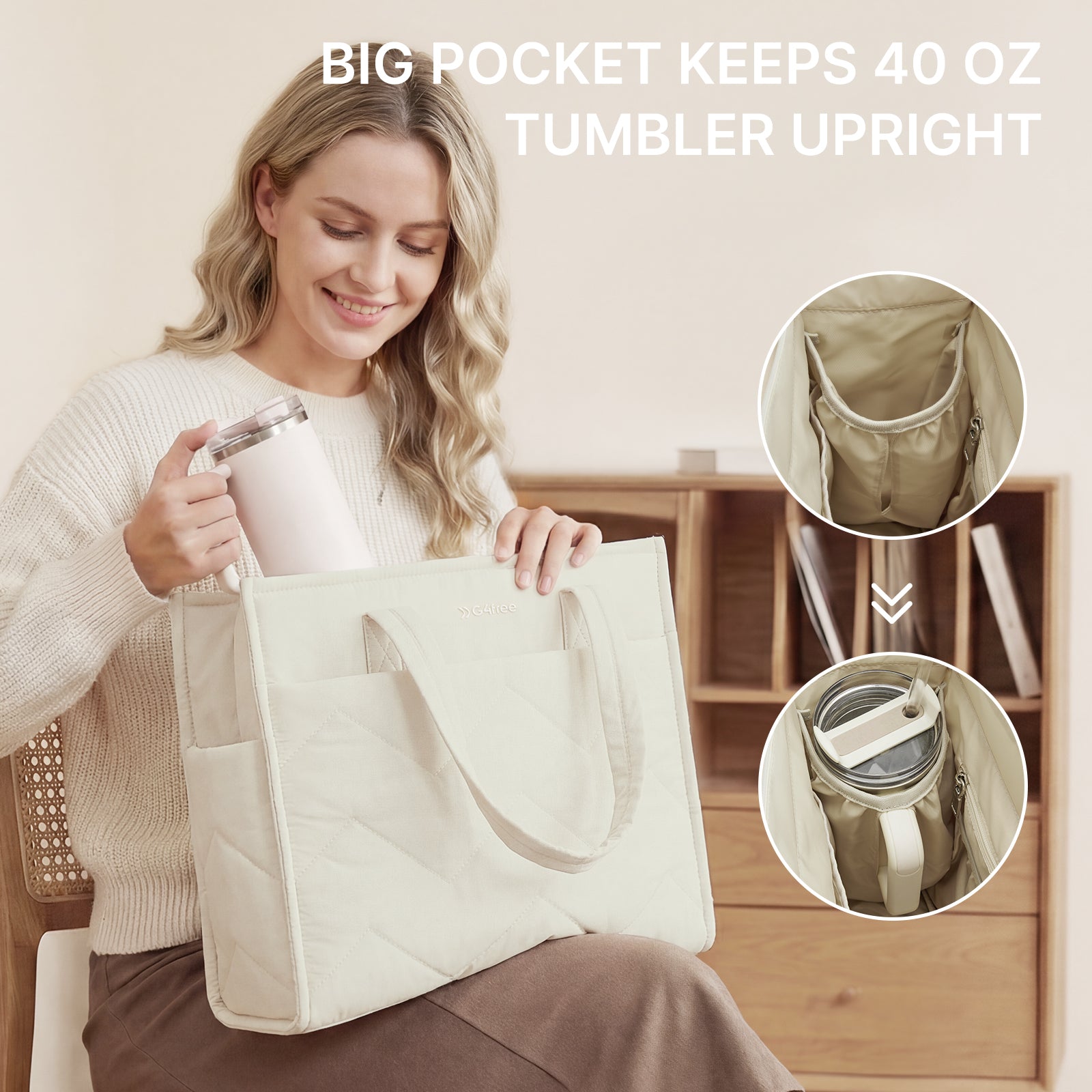 G4Free - G4Free Lightweight Quilted Tote with Laptop Compartment -TN25B591A