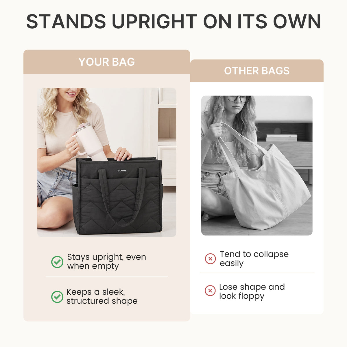 G4Free - G4Free Lightweight Quilted Tote with Laptop Compartment -TN25B591A