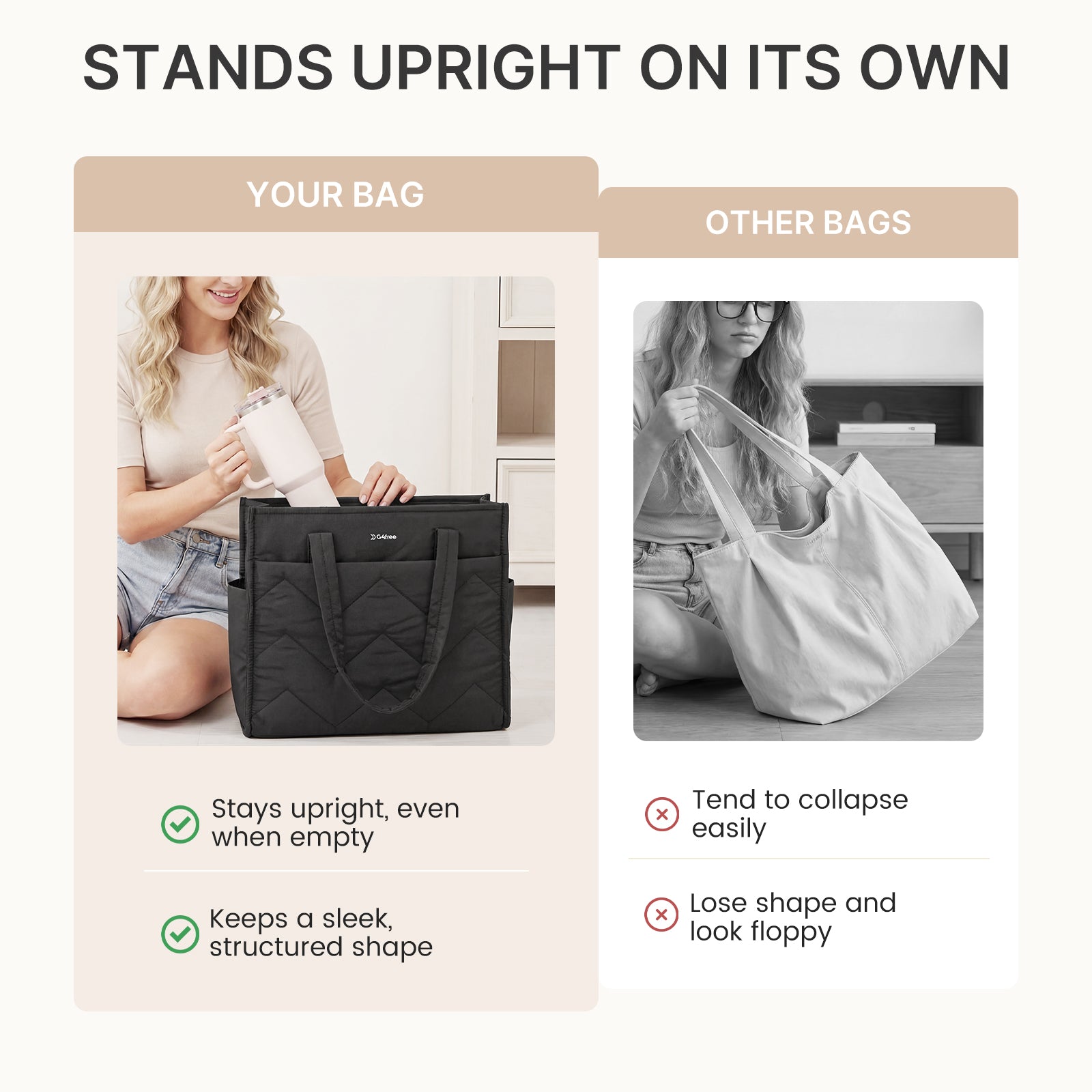 G4Free - G4Free Lightweight Quilted Tote with Laptop Compartment -TN25B591A