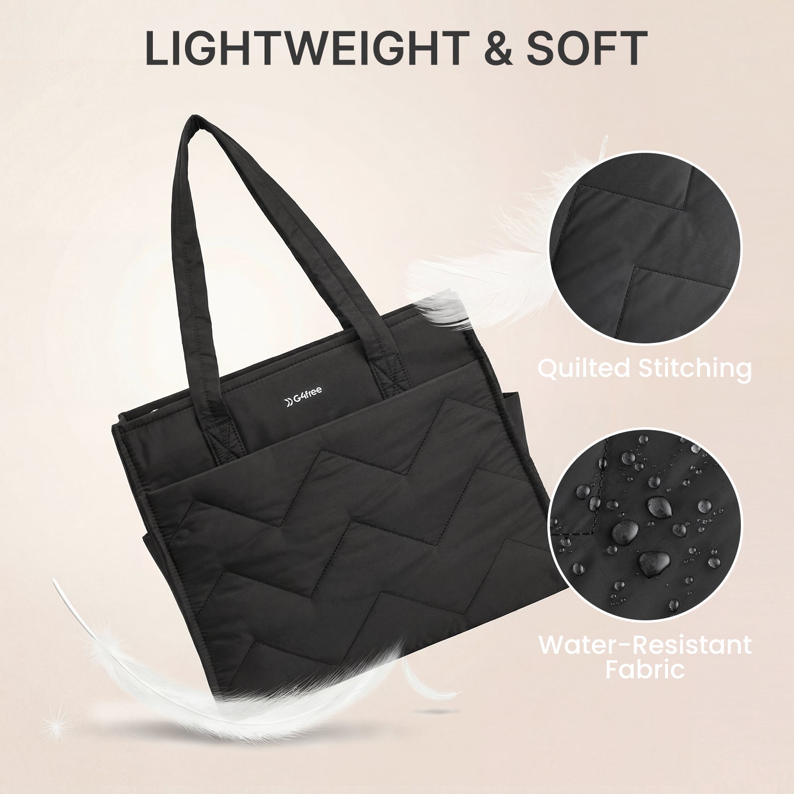 G4Free - G4Free Lightweight Quilted Tote with Laptop Compartment -TN25B591A