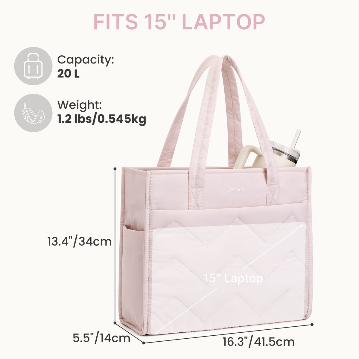 G4Free - G4Free Lightweight Quilted Tote with Laptop Compartment -TN25B591A