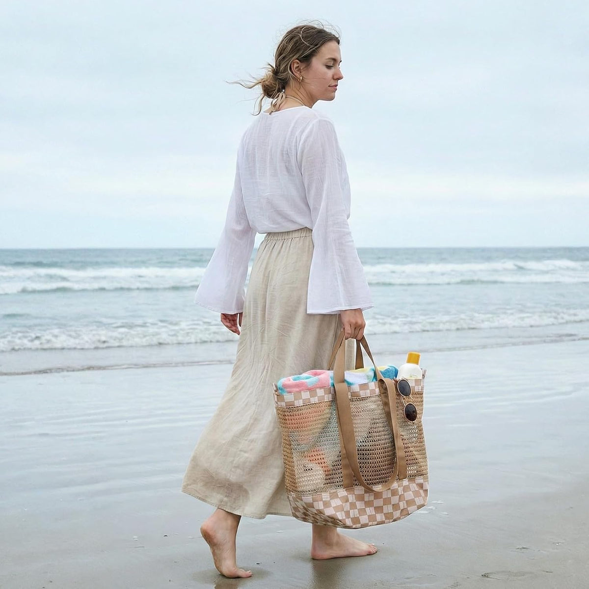 G4Free - G4Free Mesh Beach Tote Bags Extra Large Packable -TN25B599B