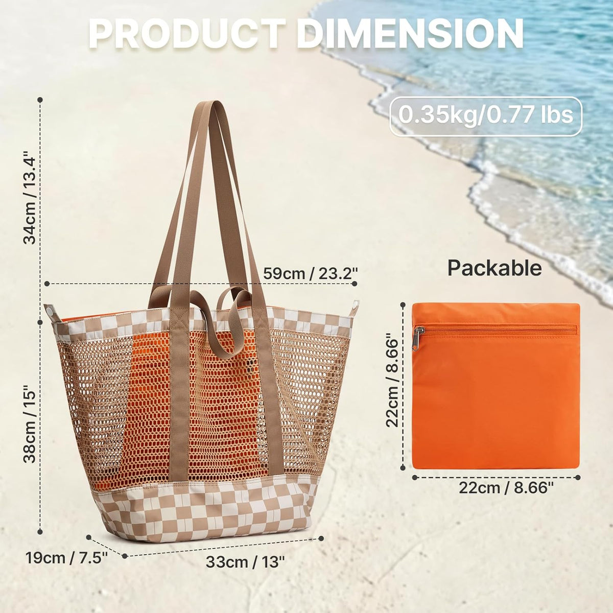 G4Free - G4Free Mesh Beach Tote Bags Extra Large Packable -TN25B599B