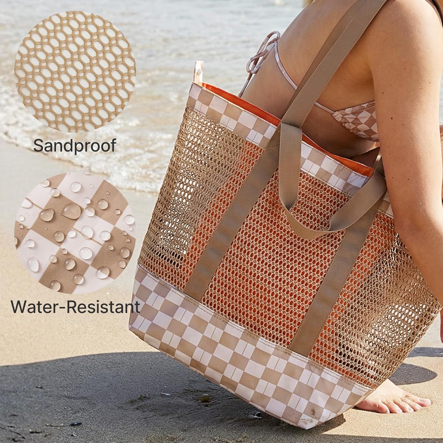 G4Free - G4Free Mesh Beach Tote Bags Extra Large Packable -TN25B599B