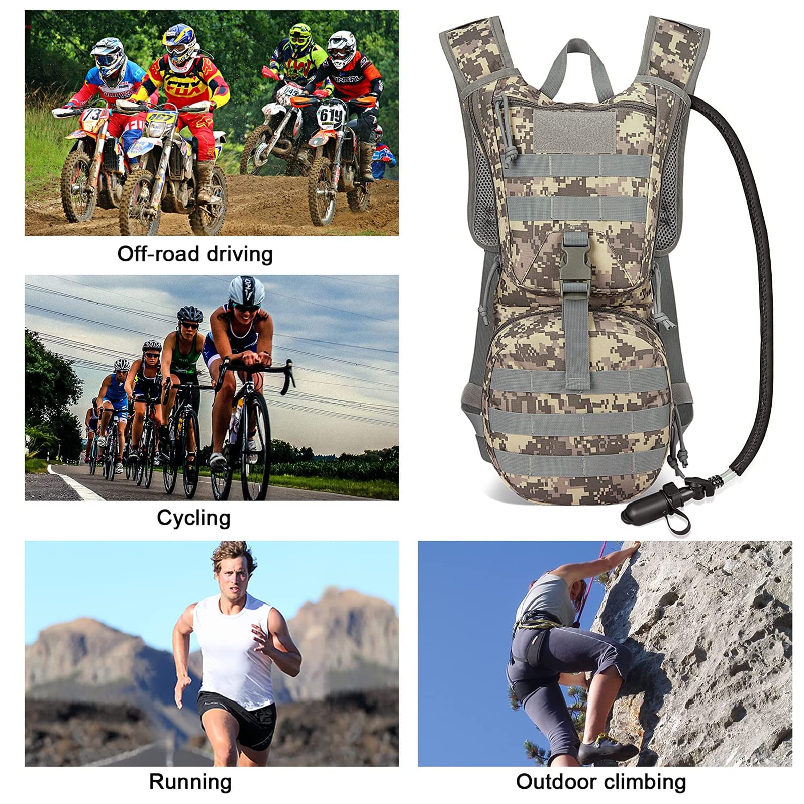 G4Free - G4Free Military Tactical Hydration Backpack with 3L Upgraded Bladder -D02V560A