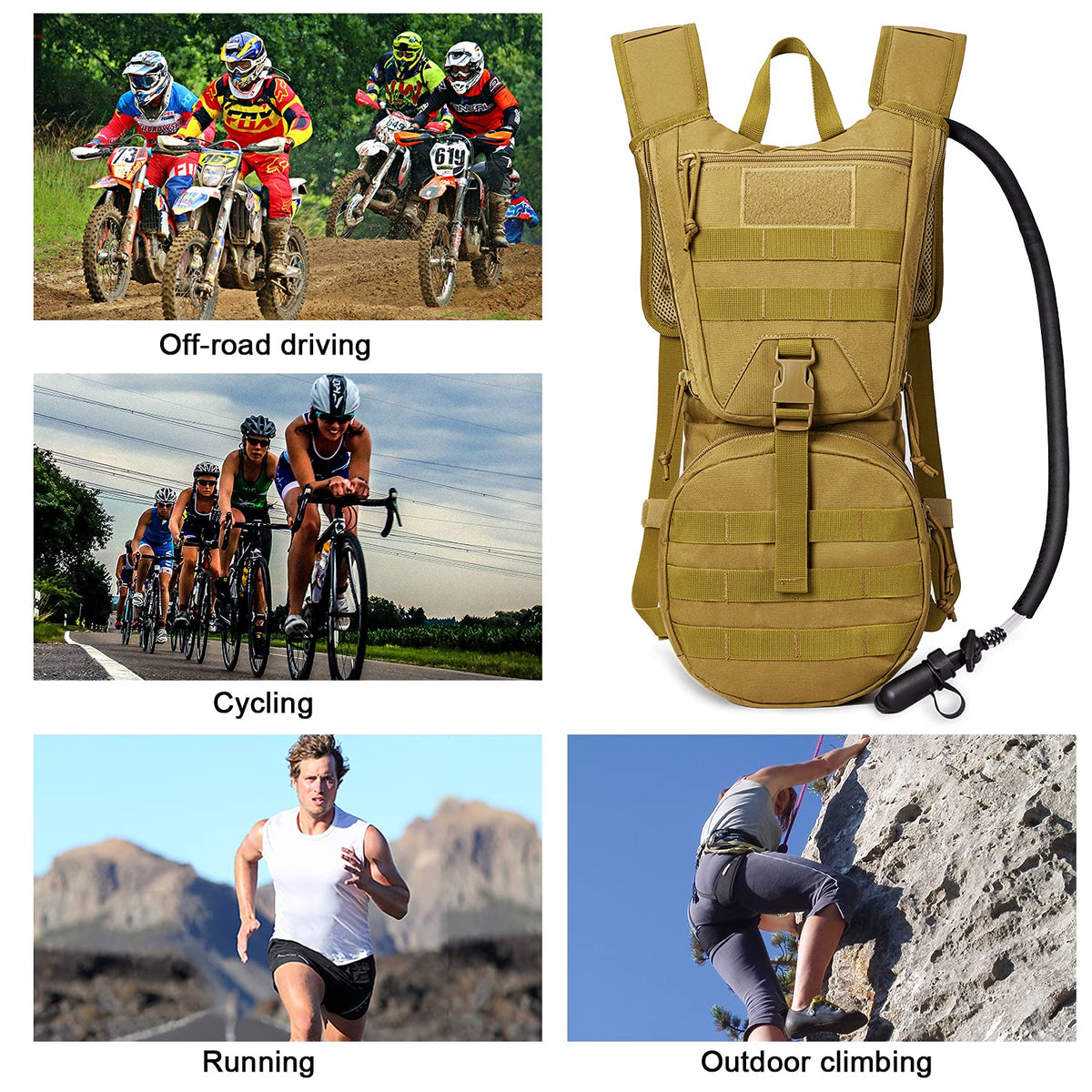 G4Free - G4Free Military Tactical Hydration Backpack with 3L Upgraded Bladder -D02V560A