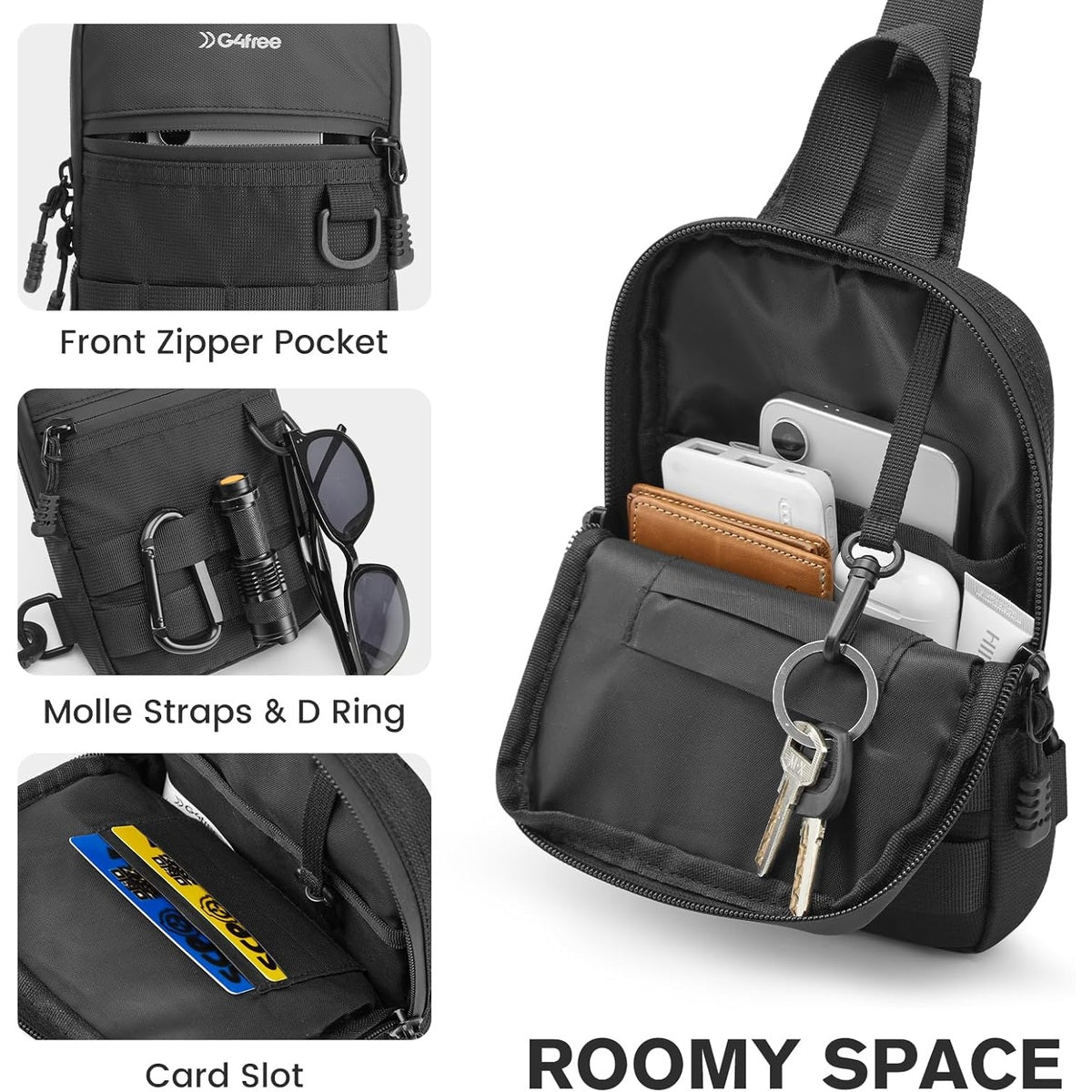 G4Free - G4Free Mini Tactical Chest Bag Waterproof EDC Shoulder Bag -TN25B508A