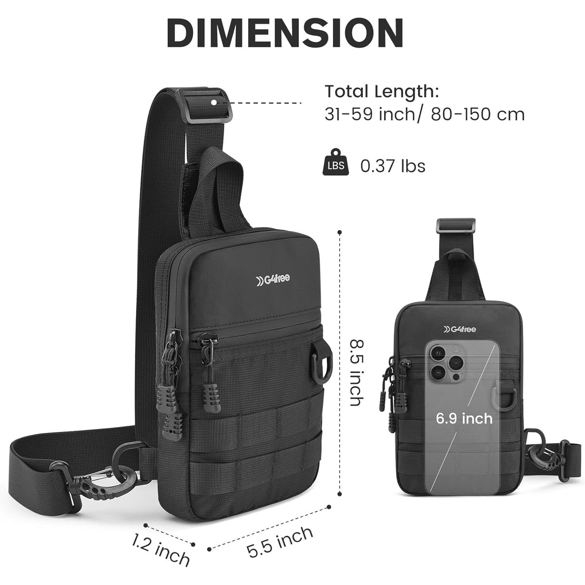 G4Free - G4Free Mini Tactical Chest Bag Waterproof EDC Shoulder Bag -TN25B508A