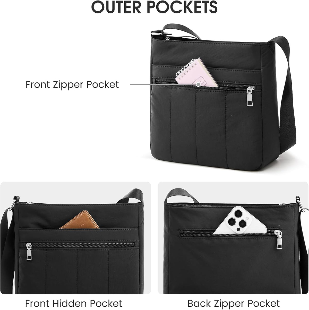 G4Free - G4Free Nylon Crossbody Bags, Lightweight Quilted Shoulder Handbags -TN25B550B