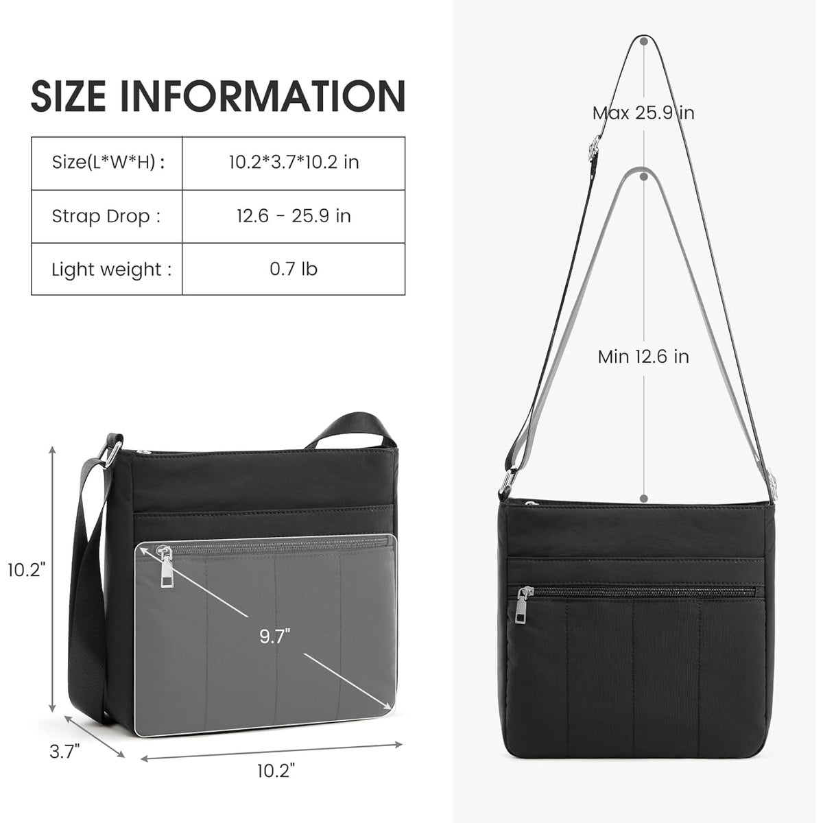 G4Free - G4Free Nylon Crossbody Bags, Lightweight Quilted Shoulder Handbags -TN25B550B