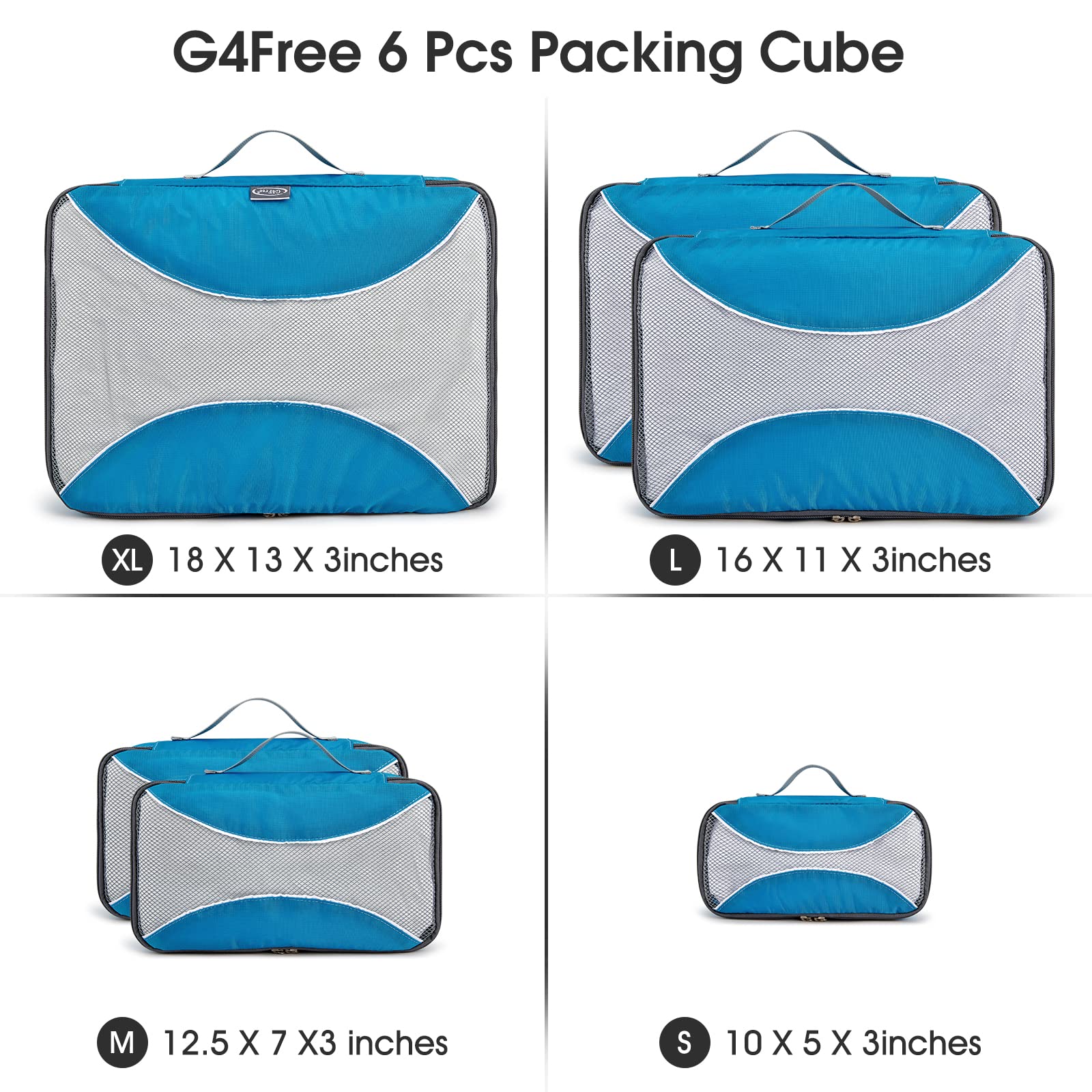 G4Free - G4Free Packing Cubes 6pcs Travel Accessories Organizers Travel Packing Bags -D10V005A