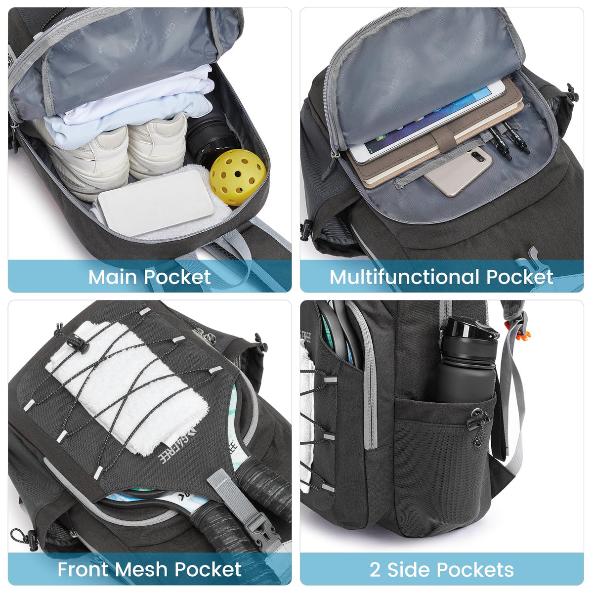 G4Free - G4Free Pickleball Backpack Fits 2 to 4 Paddles -TN23B318C