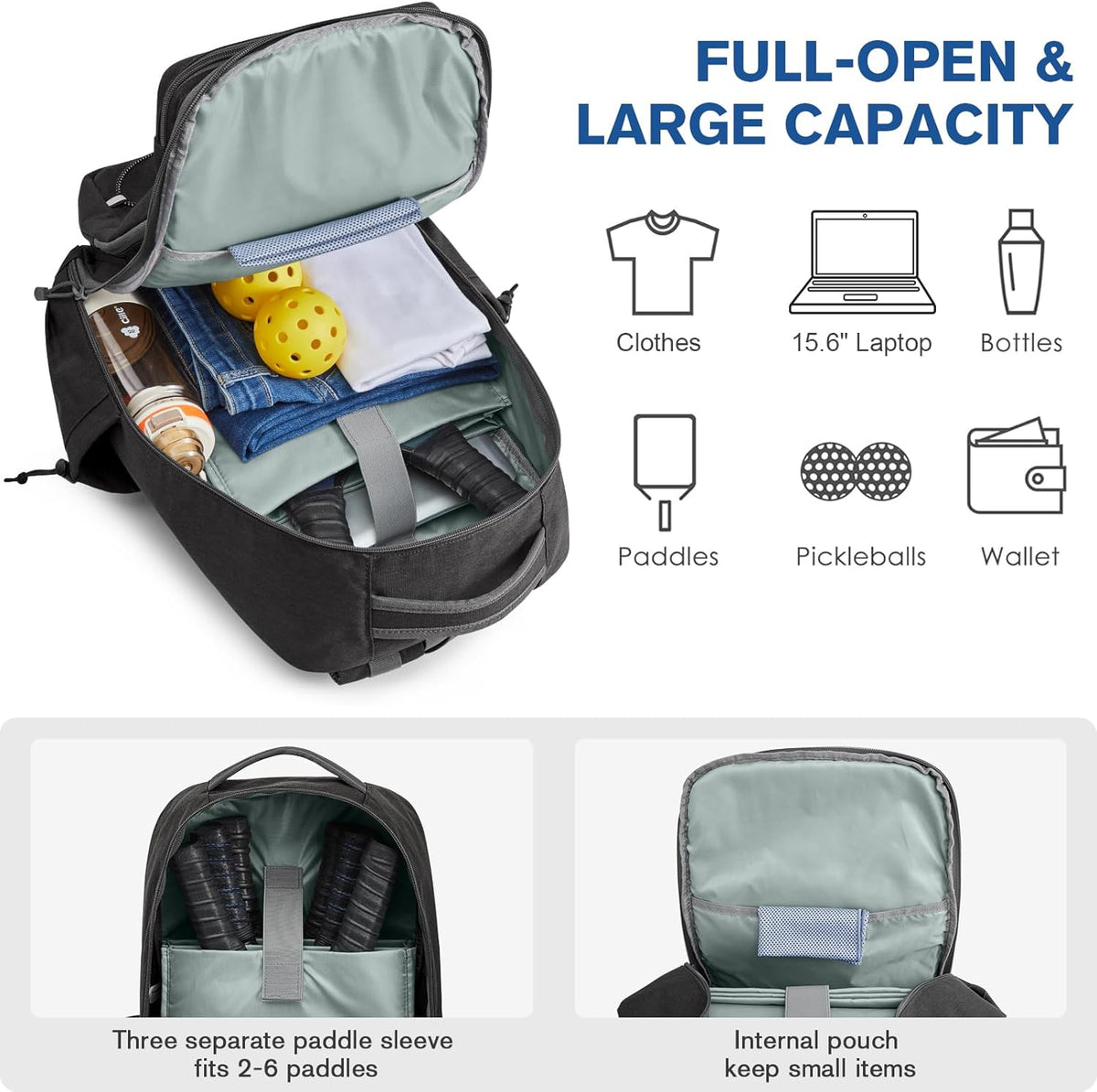G4Free - G4Free Pickleball Backpack for 2–6 Paddles -TN25B496A