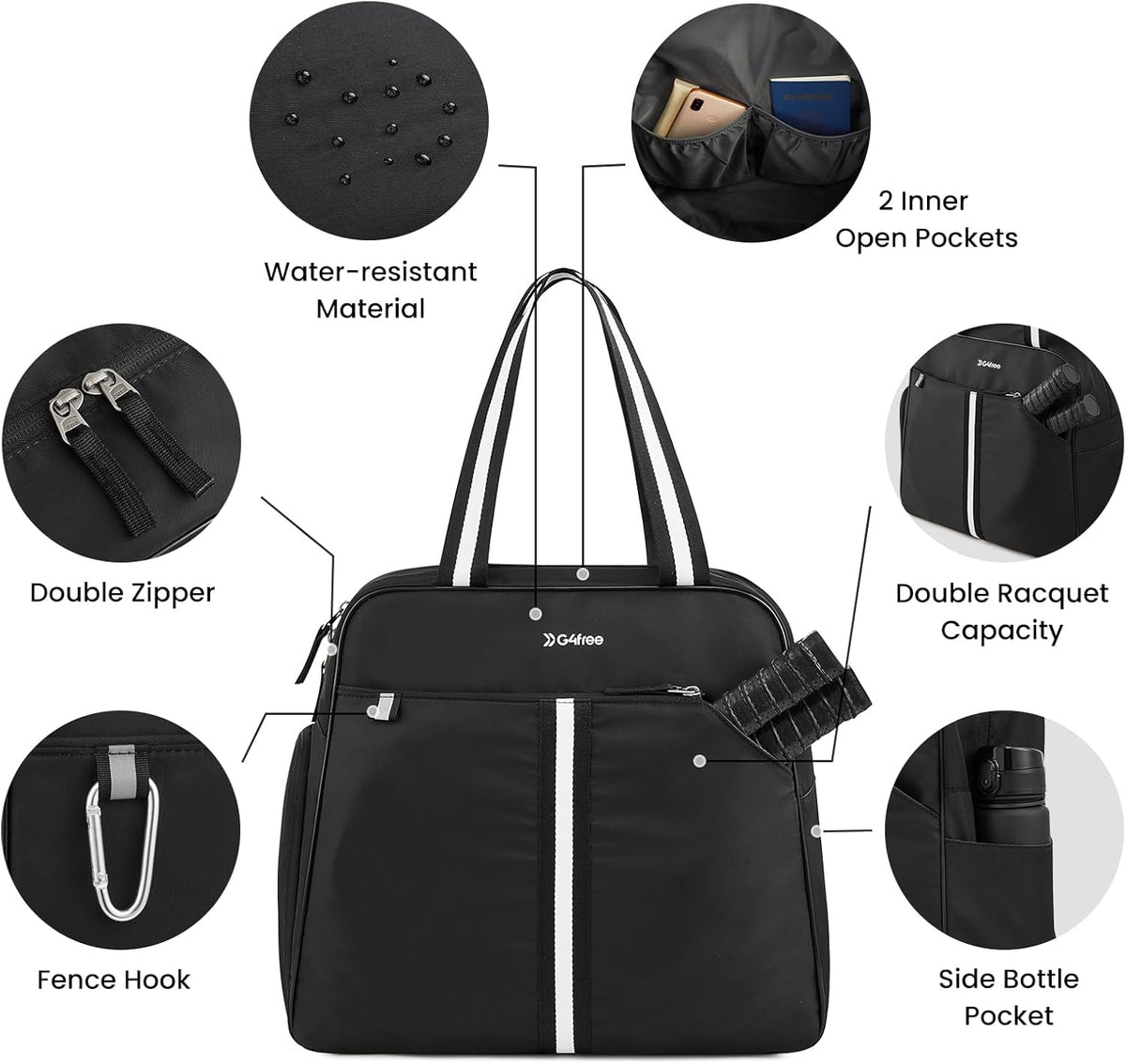 G4Free - G4Free Pickleball Bag Tote for Women and Men -TN24B346D