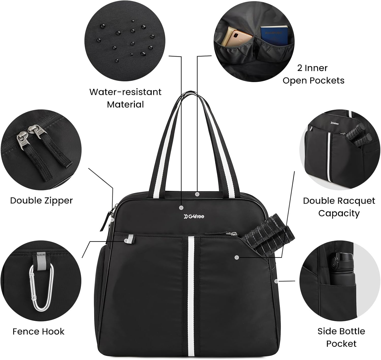G4Free - G4Free Pickleball Bag Tote for Women and Men -TN24B346D