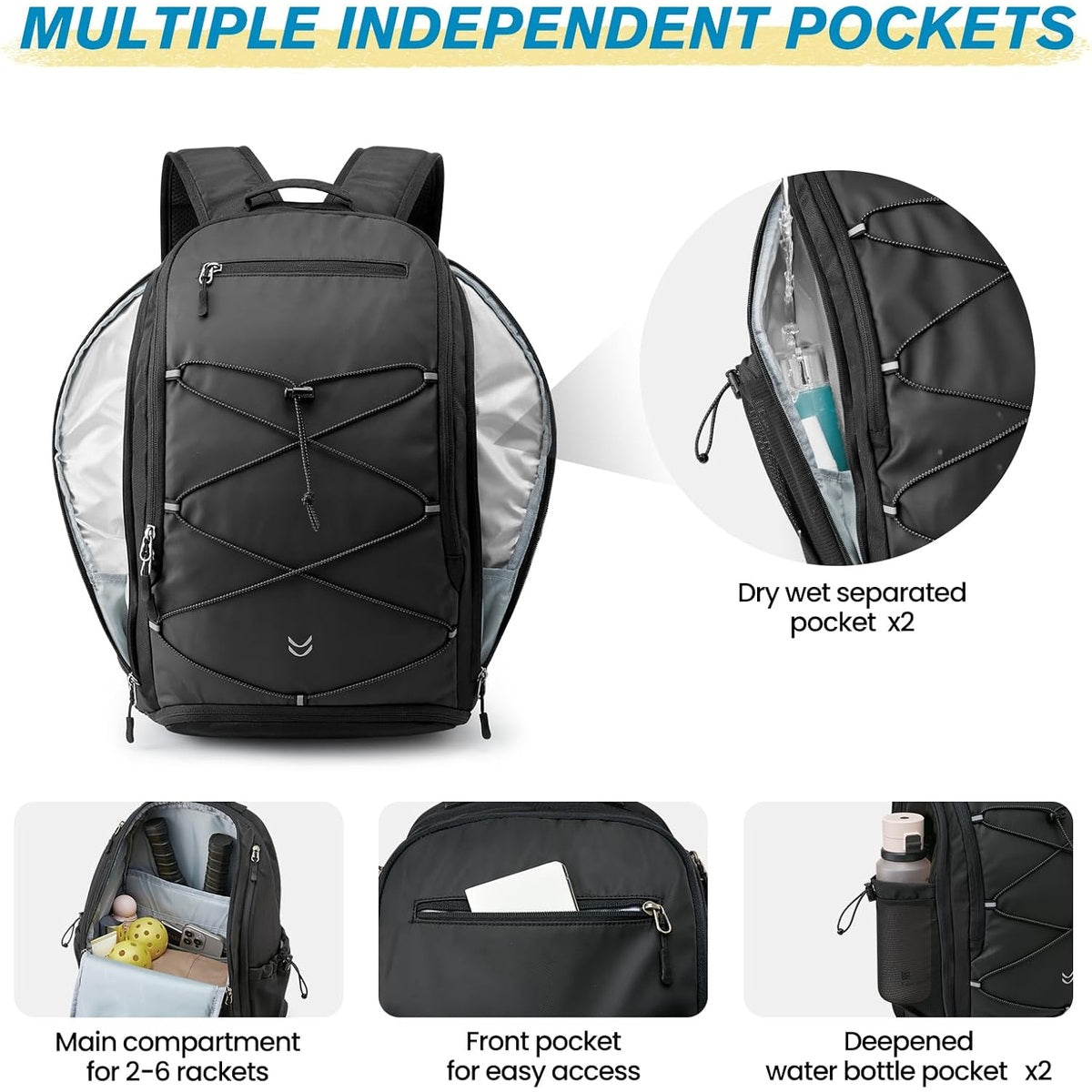 G4Free - G4Free Pickleball School Backpack with Fence Hook Laptop Compartment -TN25B518B