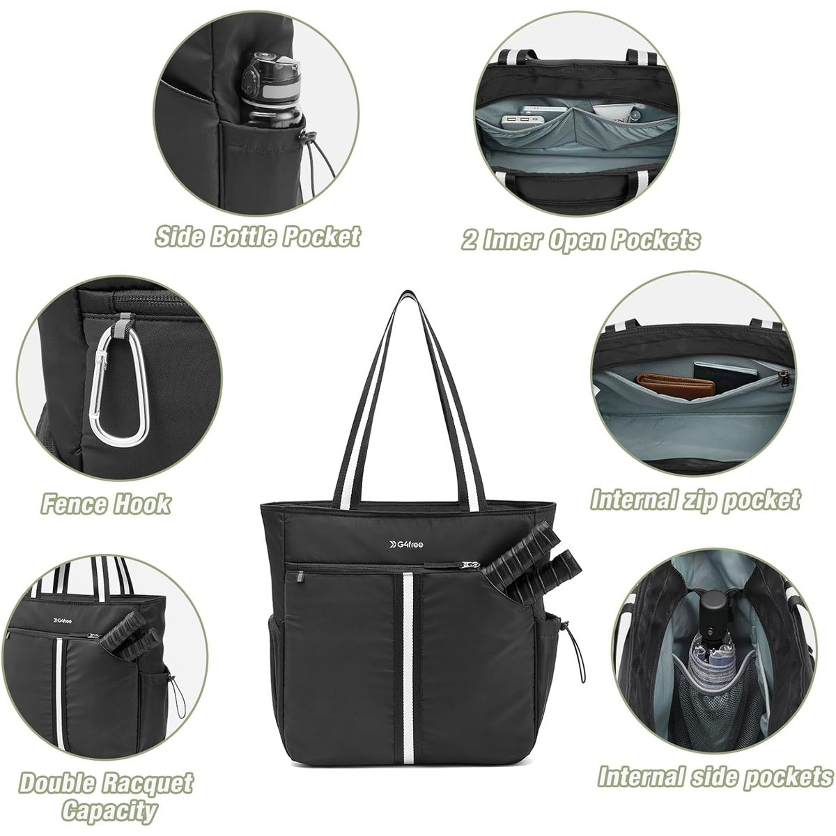 G4Free - G4Free Pickleball Tote with Shoe & Paddle Pocket -TN24B487C