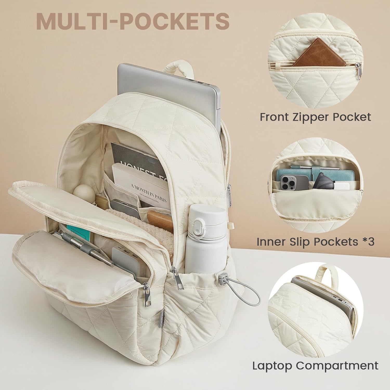 G4Free - G4Free Puffer Quilted with Anti-theft Buckle Backpack -TN25B585B